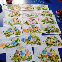 okul öncesınde kağit işler, duvar süsü ,davetiye kartları ,suluboya  çalişması (6330)