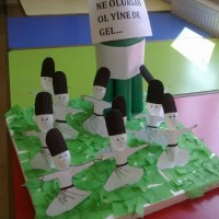 okul öncesınde kağit işler, duvar süsü ,davetiye kartları ,suluboya  çalişması (6357)