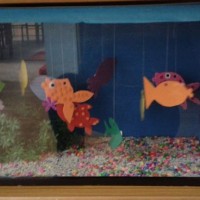 okul öncesınde kağit işler, duvar süsü ,davetiye kartları ,suluboya  çalişması (6374)