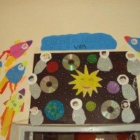 okul öncesınde kağit işler, duvar süsü ,davetiye kartları ,suluboya  çalişması (6375)