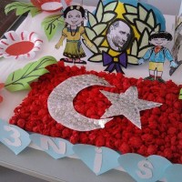 okul öncesınde kağit işler, duvar süsü ,davetiye kartları ,suluboya  çalişması (6383)
