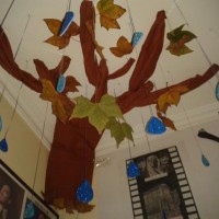 okul öncesınde kağit işler, duvar süsü ,davetiye kartları ,suluboya  çalişması (6391)