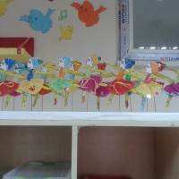 okul öncesınde kağit işler, duvar süsü ,davetiye kartları ,suluboya  çalişması (6406)