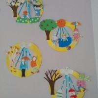 okul öncesınde kağit işler, duvar süsü ,davetiye kartları ,suluboya  çalişması (6415)