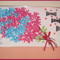 okul öncesınde kağit işler, duvar süsü ,davetiye kartları ,suluboya  çalişması (6429)