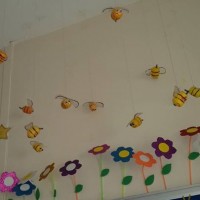 okul öncesınde kağit işler, duvar süsü ,davetiye kartları ,suluboya  çalişması (6435)