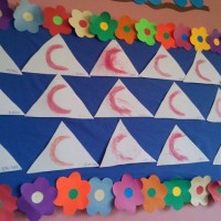 okul öncesınde kağit işler, duvar süsü ,davetiye kartları ,suluboya  çalişması (6436)