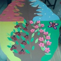 okul öncesınde kağit işler, duvar süsü ,davetiye kartları ,suluboya  çalişması (6438)