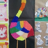 okul öncesınde kağit işler, duvar süsü ,davetiye kartları ,suluboya  çalişması (6446)