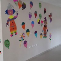 okul öncesınde kağit işler, duvar süsü ,davetiye kartları ,suluboya  çalişması (6469)