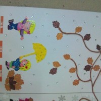 okul öncesınde kağit işler, duvar süsü ,davetiye kartları ,suluboya  çalişması (6483)