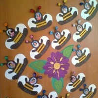 okul öncesınde kağit işler, duvar süsü ,davetiye kartları ,suluboya  çalişması (6493)