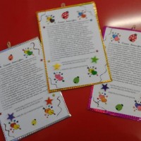 okul öncesınde kağit işler, duvar süsü ,davetiye kartları ,suluboya  çalişması (6495)