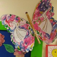 okul öncesınde kağit işler, duvar süsü ,davetiye kartları ,suluboya  çalişması (6504)