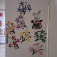 okul öncesınde kağit işler, duvar süsü ,davetiye kartları ,suluboya  çalişması (6532)