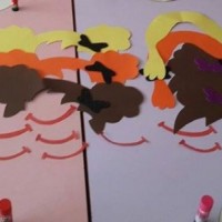 okul öncesınde kağit işler, duvar süsü ,davetiye kartları ,suluboya  çalişması (6535)