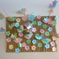 okul öncesınde kağit işler, duvar süsü ,davetiye kartları ,suluboya  çalişması (6557)