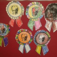 okul öncesınde kağit işler, duvar süsü ,davetiye kartları ,suluboya  çalişması (6560)