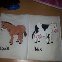 okul öncesınde kağit işler, duvar süsü ,davetiye kartları ,suluboya  çalişması (6574)