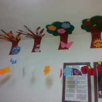 okul öncesınde kağit işler, duvar süsü ,davetiye kartları ,suluboya  çalişması (6598)