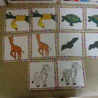 okul öncesınde kağit işler, duvar süsü ,davetiye kartları ,suluboya  çalişması (6599)