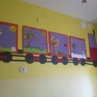 okul öncesınde kağit işler, duvar süsü ,davetiye kartları ,suluboya  çalişması (6607)