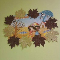 okul öncesınde kağit işler, duvar süsü ,davetiye kartları ,suluboya  çalişması (6611)