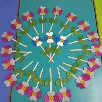 okul öncesınde kağit işler, duvar süsü ,davetiye kartları ,suluboya  çalişması (6650)