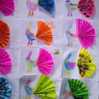 okul öncesınde kağit işler, duvar süsü ,davetiye kartları ,suluboya  çalişması (6683)