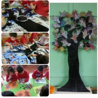 okul öncesınde kağit işler, duvar süsü ,davetiye kartları ,suluboya  çalişması (6684)