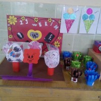 okul öncesınde kağit işler, duvar süsü ,davetiye kartları ,suluboya  çalişması (6695)