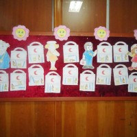 okul öncesınde kağit işler, duvar süsü ,davetiye kartları ,suluboya  çalişması (6717)