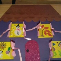 okul öncesınde kağit işler, duvar süsü ,davetiye kartları ,suluboya  çalişması (6733)