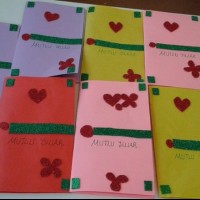 okul öncesınde kağit işler, duvar süsü ,davetiye kartları ,suluboya  çalişması (6736)