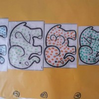 okul öncesınde kağit işler, duvar süsü ,davetiye kartları ,suluboya  çalişması (6761)