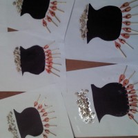 okul öncesınde kağit işler, duvar süsü ,davetiye kartları ,suluboya  çalişması (6772)