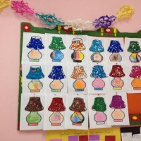 okul öncesınde kağit işler, duvar süsü ,davetiye kartları ,suluboya  çalişması (6780)