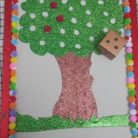 okul öncesınde kağit işler, duvar süsü ,davetiye kartları ,suluboya  çalişması (6781)