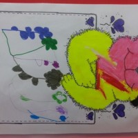 okul öncesınde kağit işler, duvar süsü ,davetiye kartları ,suluboya  çalişması (6798)