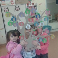 okul öncesınde kağit işler, duvar süsü ,davetiye kartları ,suluboya  çalişması (6827)