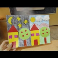 okul öncesınde kağit işler, duvar süsü ,davetiye kartları ,suluboya  çalişması (6857)