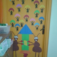 okul öncesınde kağit işler, duvar süsü ,davetiye kartları ,suluboya  çalişması (6869)