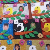 okul öncesınde kağit işler, duvar süsü ,davetiye kartları ,suluboya  çalişması (6878)
