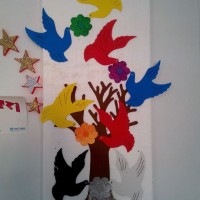 okul öncesınde kağit işler, duvar süsü ,davetiye kartları ,suluboya  çalişması (6919)