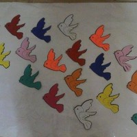 okul öncesınde kağit işler, duvar süsü ,davetiye kartları ,suluboya  çalişması (6935)