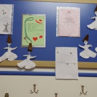 okul öncesınde kağit işler, duvar süsü ,davetiye kartları ,suluboya  çalişması (6948)