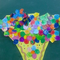 okul öncesınde kağit işler, duvar süsü ,davetiye kartları ,suluboya  çalişması (6975)