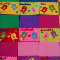 okul öncesınde kağit işler, duvar süsü ,davetiye kartları ,suluboya  çalişması (6980)