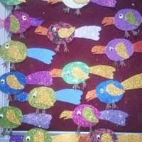 okul öncesınde kağit işler, duvar süsü ,davetiye kartları ,suluboya  çalişması (7019)