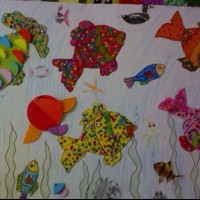 okul öncesınde kağit işler, duvar süsü ,davetiye kartları ,suluboya  çalişması (7024)